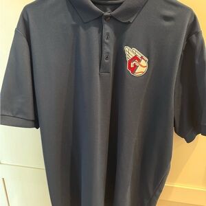 Cleveland Guardians Antigua Navy Polo with Red & White Embroidered Crest